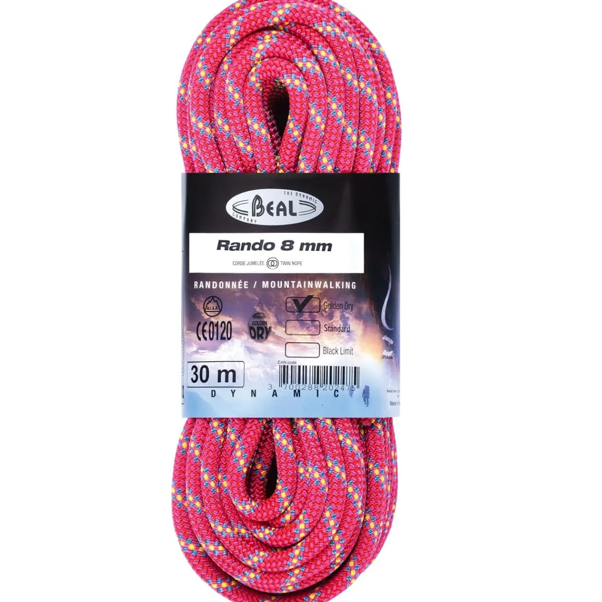 Beal Rando 8 mm Golden Dry climbing twin rope Fashion