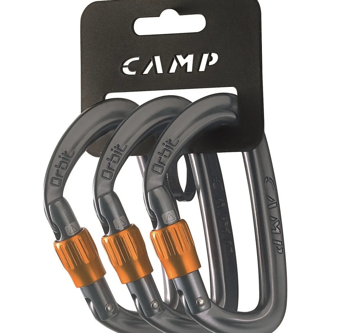 CAMP Orbit Lock 3 Pack screw-lock climbing carabiners Orange Flash Sale