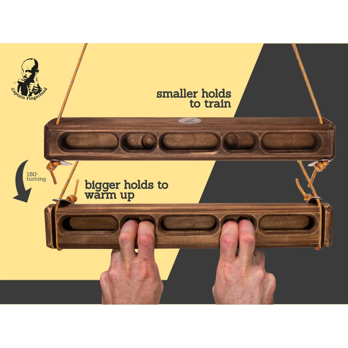 Captain Fingerfood Hangboard 180° portable climbing hangboard Brown Fashion