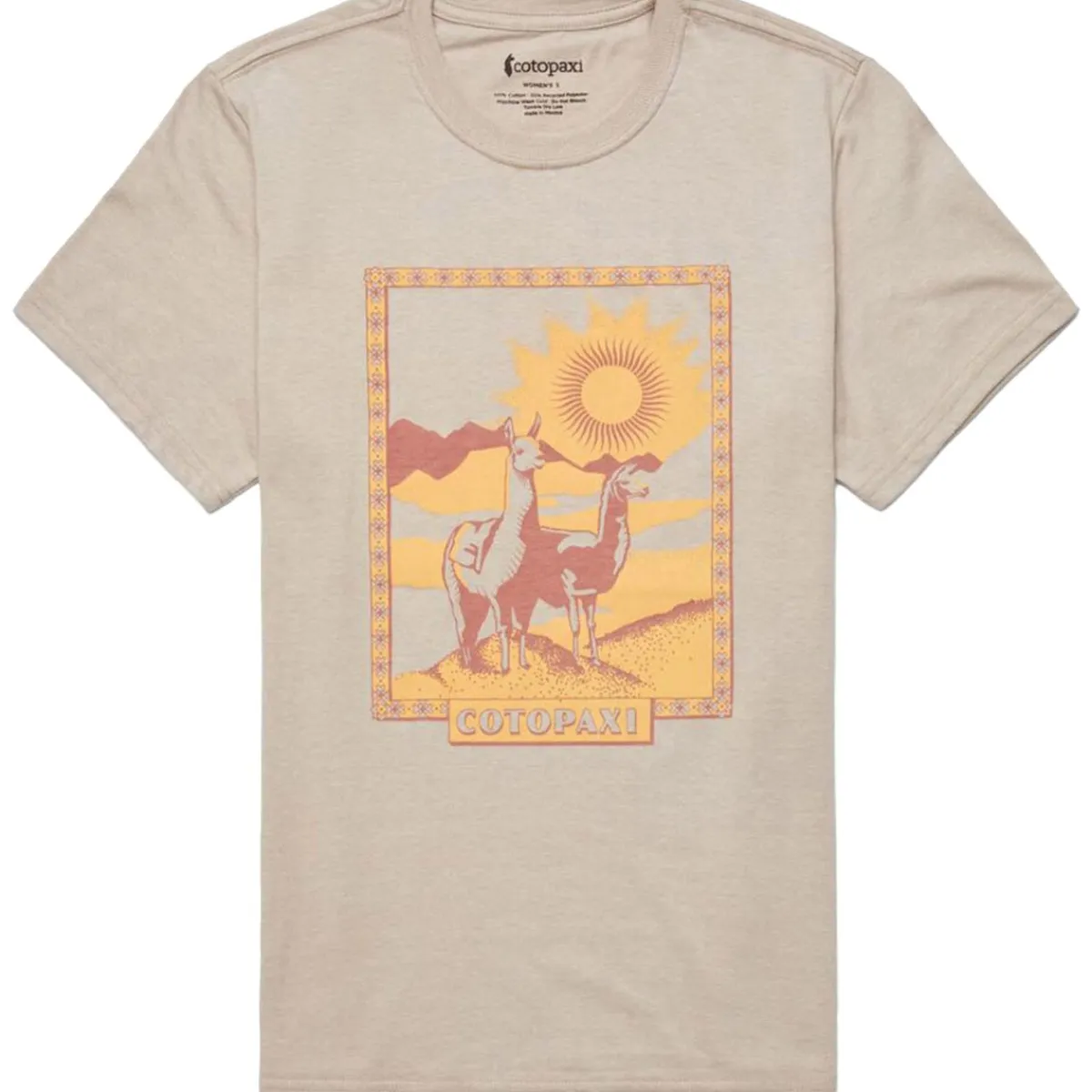 Cotopaxi Llama Greetings Organic T-Shirt women's t-shirt Oatmeal Shop