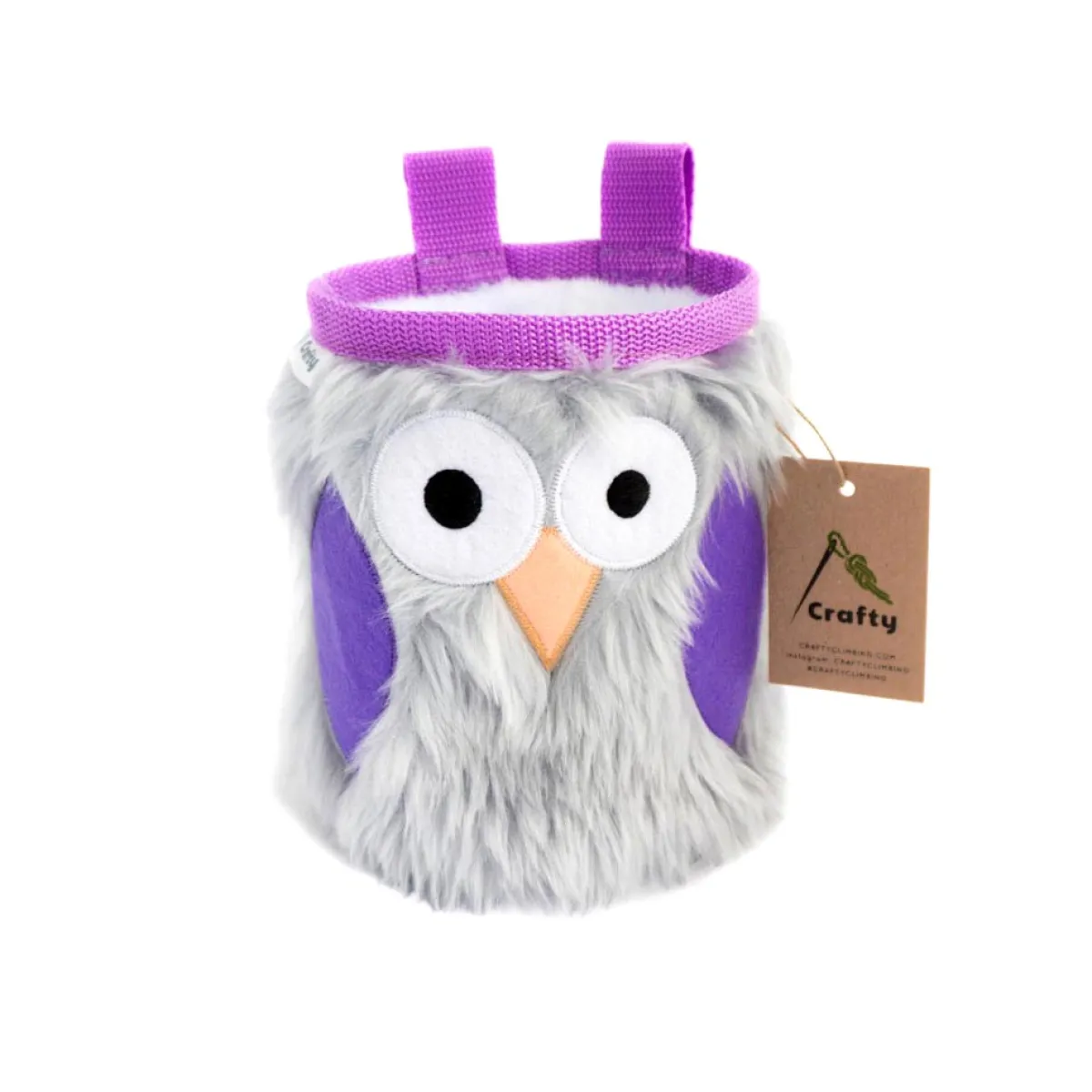 Crafty Climbing Lavender Furry Owl chalk bag Cheap