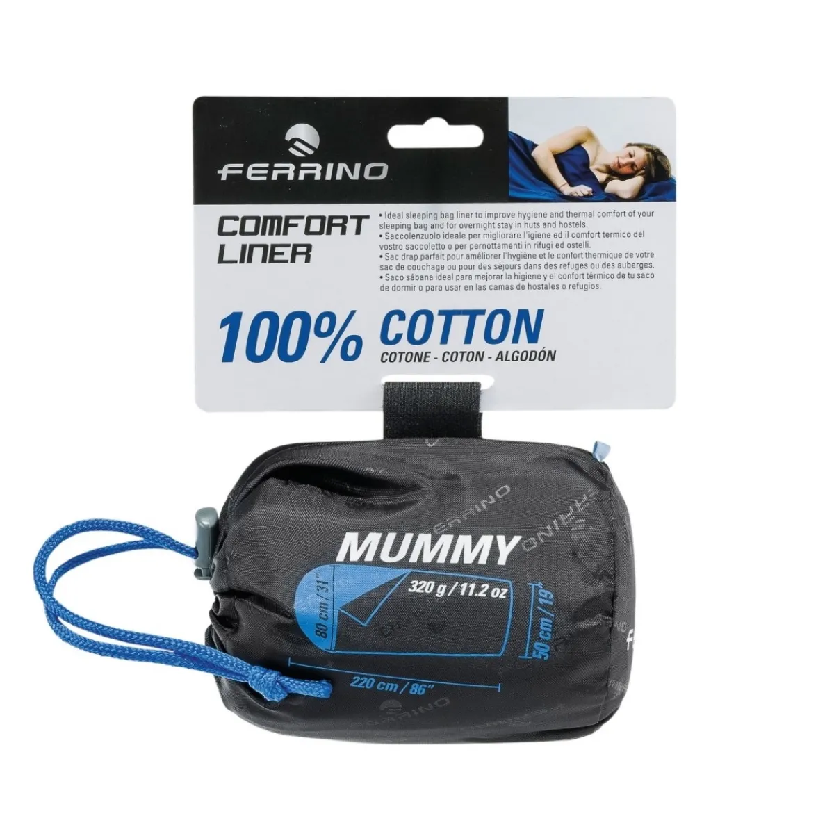 Ferrino Comfort Liner Mummy sleeping bag liner Light Blue Sale