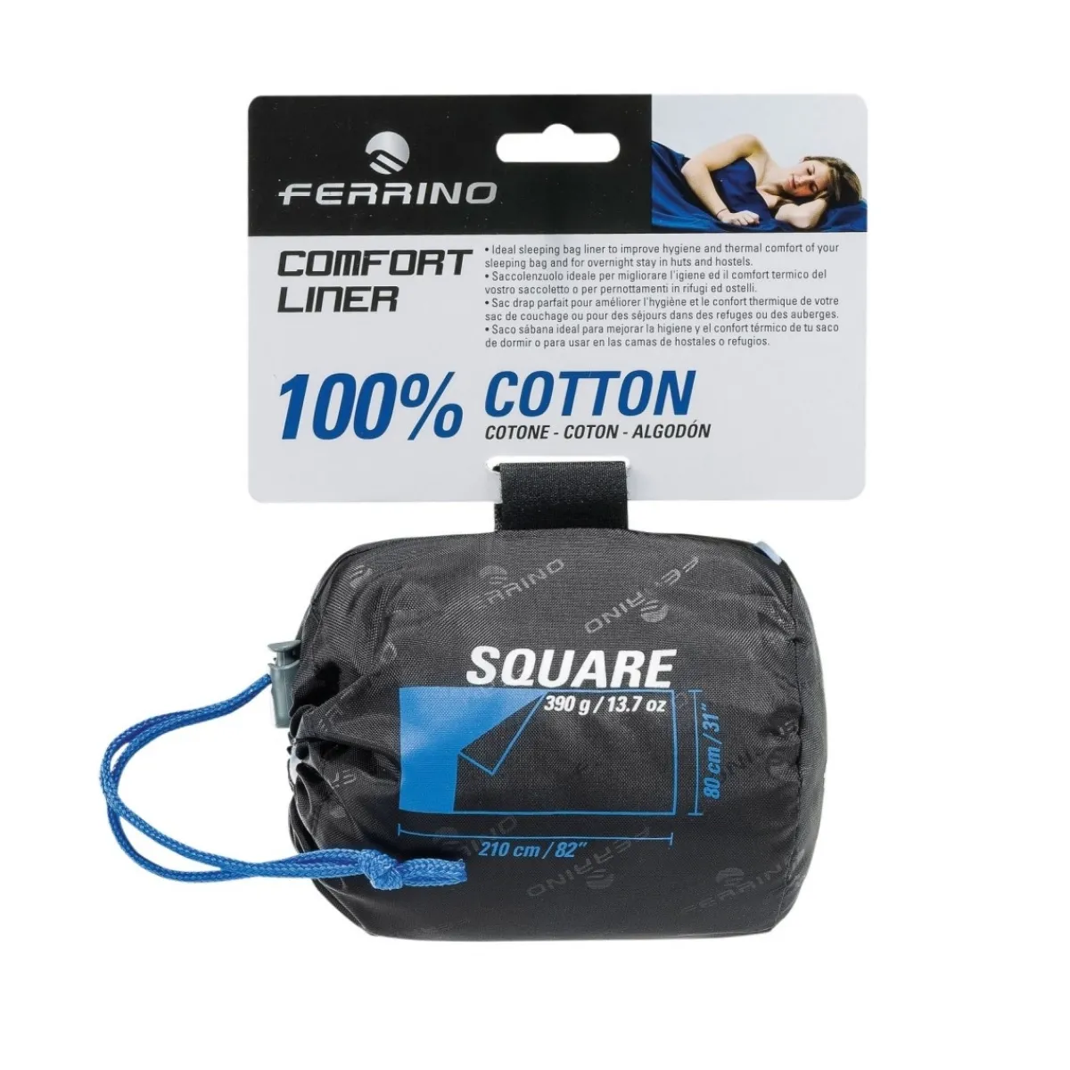 Ferrino Comfort Liner SQ sleeping bag liner Light Blue Clearance