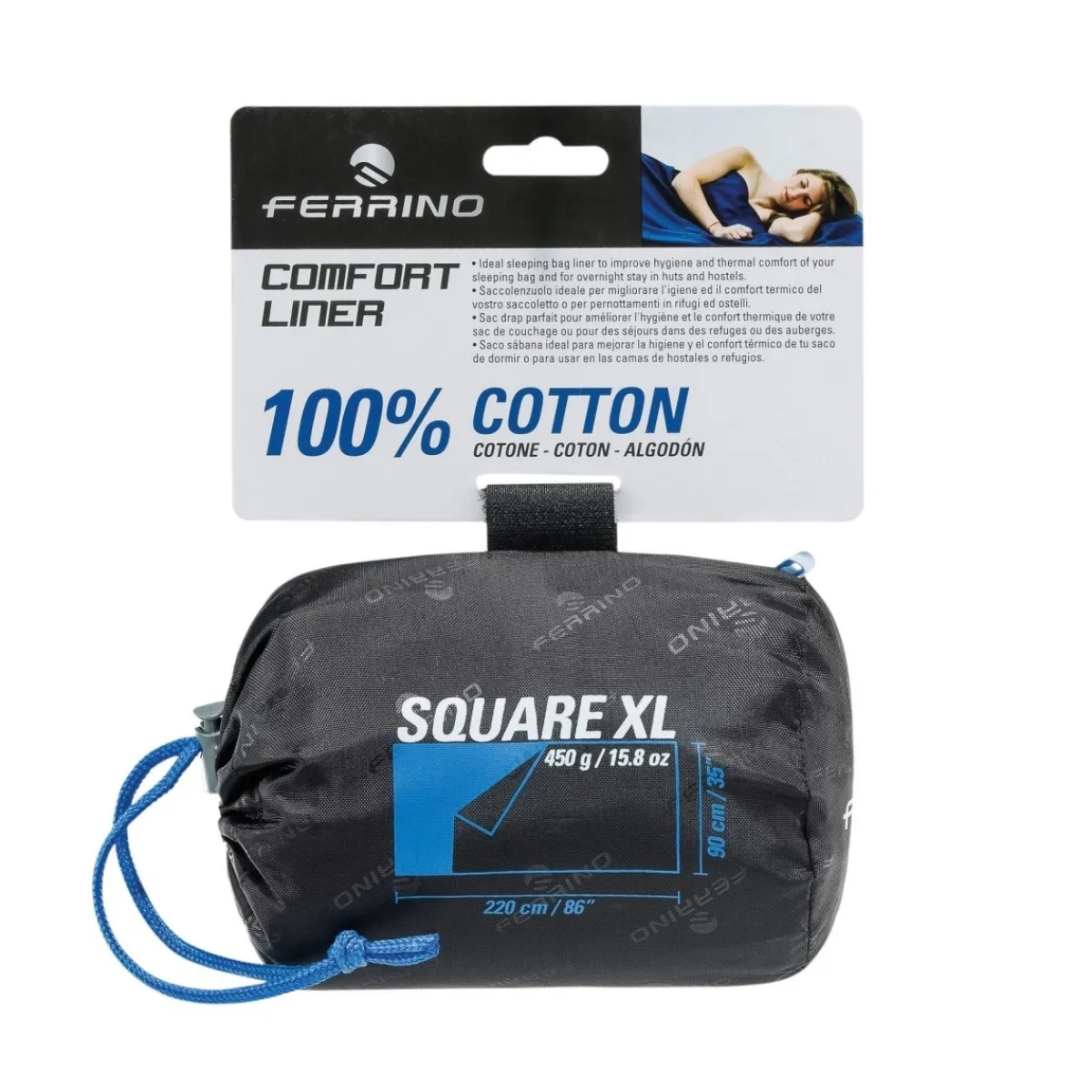 Ferrino Comfort Liner SQ XL sleeping bag liner Light Blue Outlet