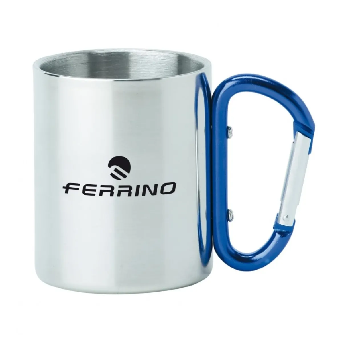 Ferrino stainless steel cup with carabiner Grey New