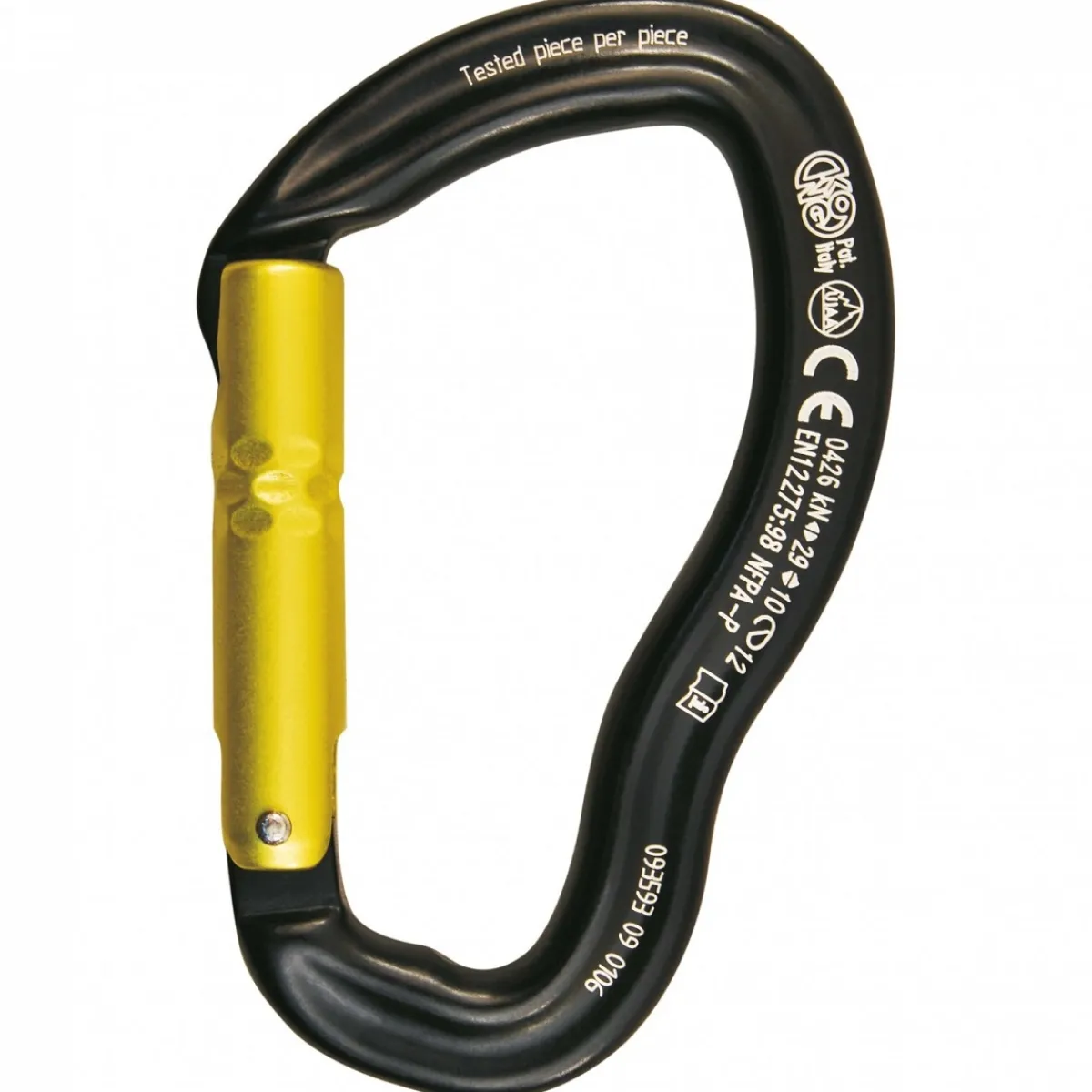 Kong Ergo Straight Gate climbing carabiner with straight gate Black/Yellow Shop