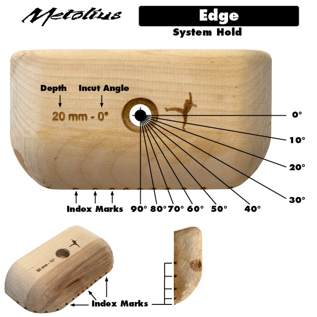 Metolius Wood Grips Edge 0° set 6 climbing holds Flash Sale