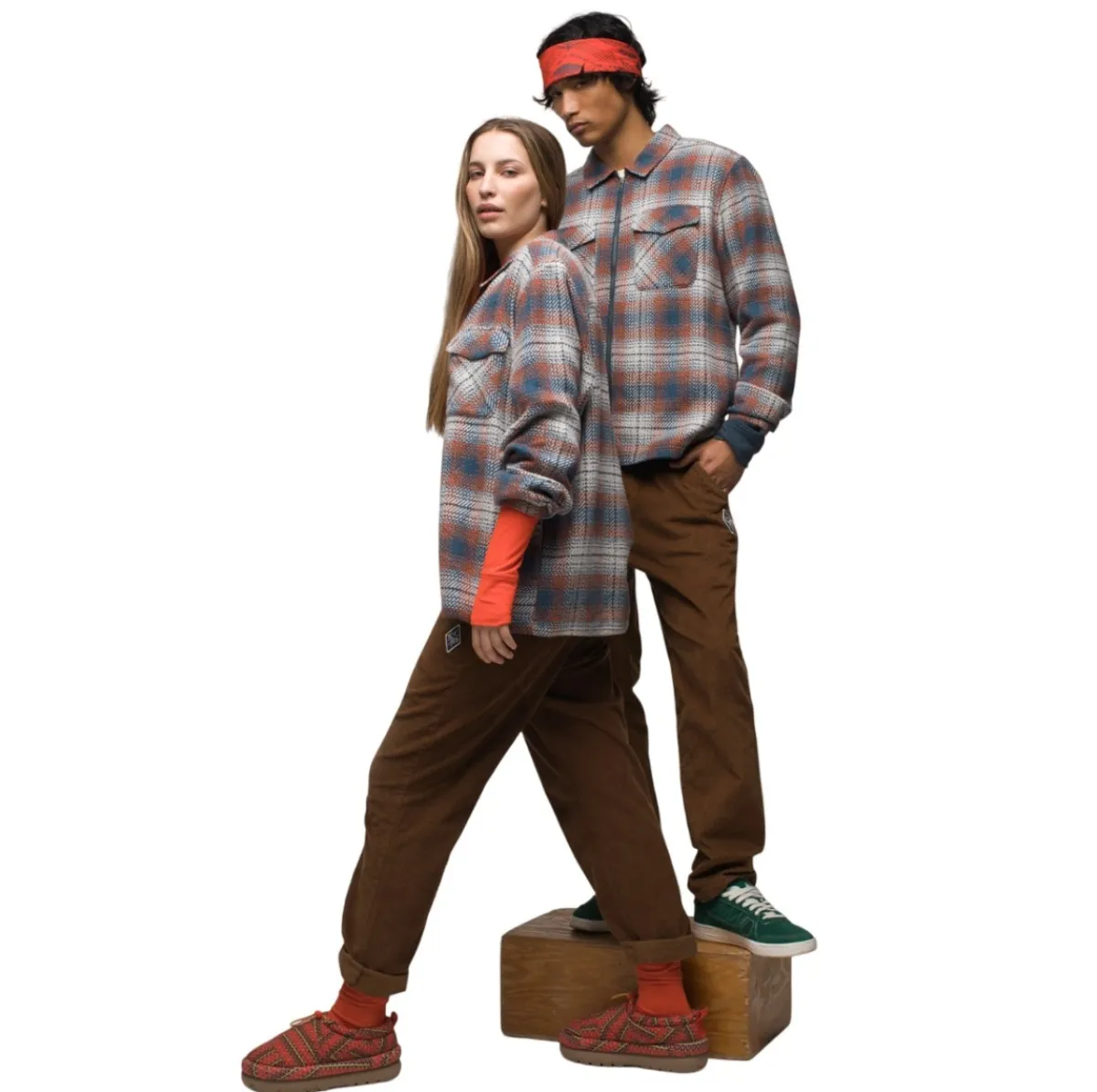 Prana Heritage Zip Flanel unisex shirt Dark Sky Cheap