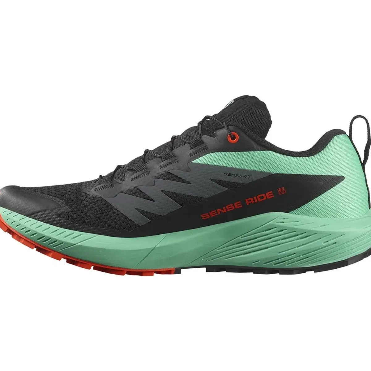 Salomon Sense Ride 5 trail running shoes Black/Bay/Cherry Tomato Clearance