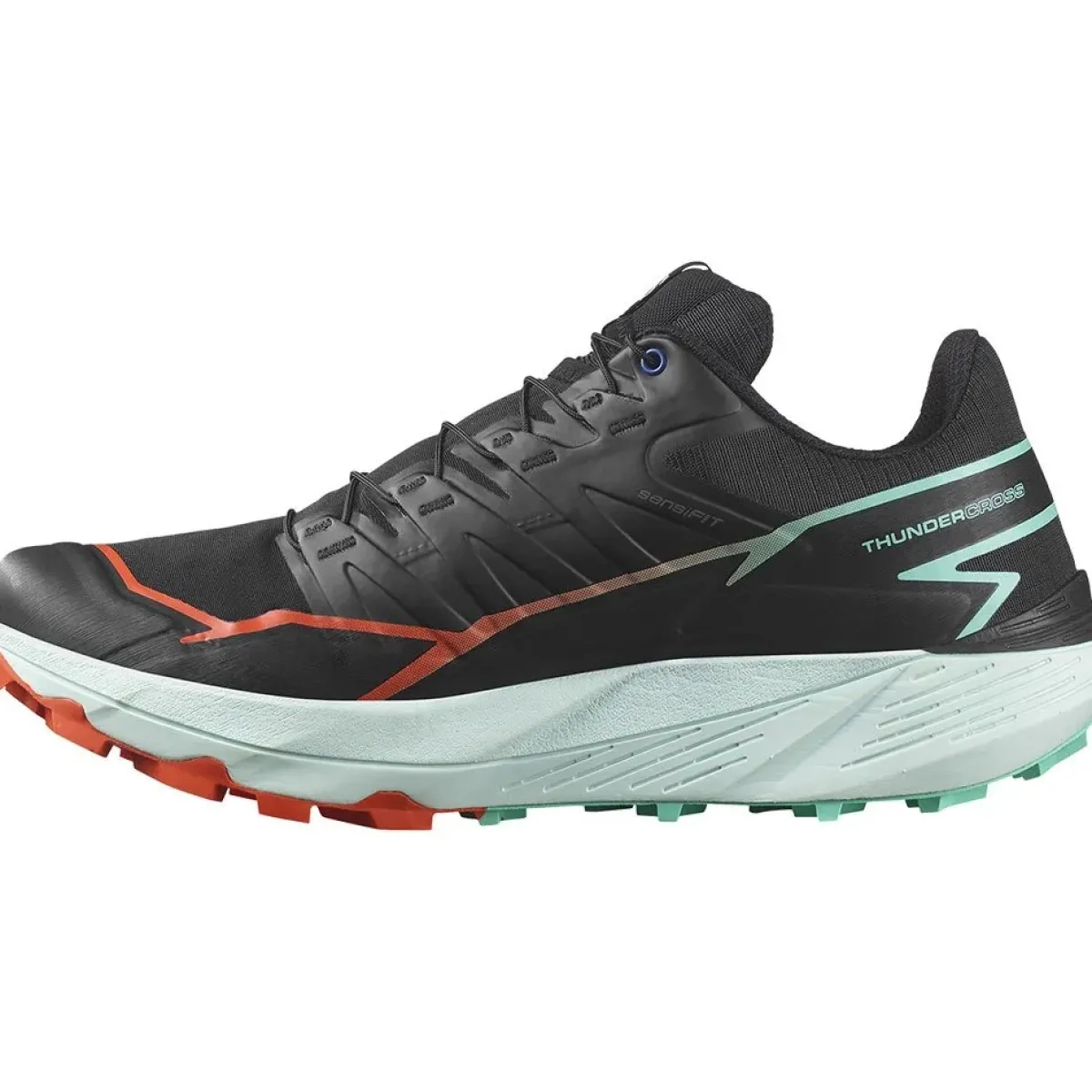 Salomon Thundercross trail running shoes Black/Cherry Tomato/Electric Green Clearance