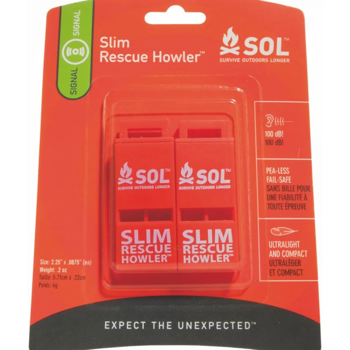 SOL Slim Rescue Howler Whistle 2-pack emergency whistle Sale