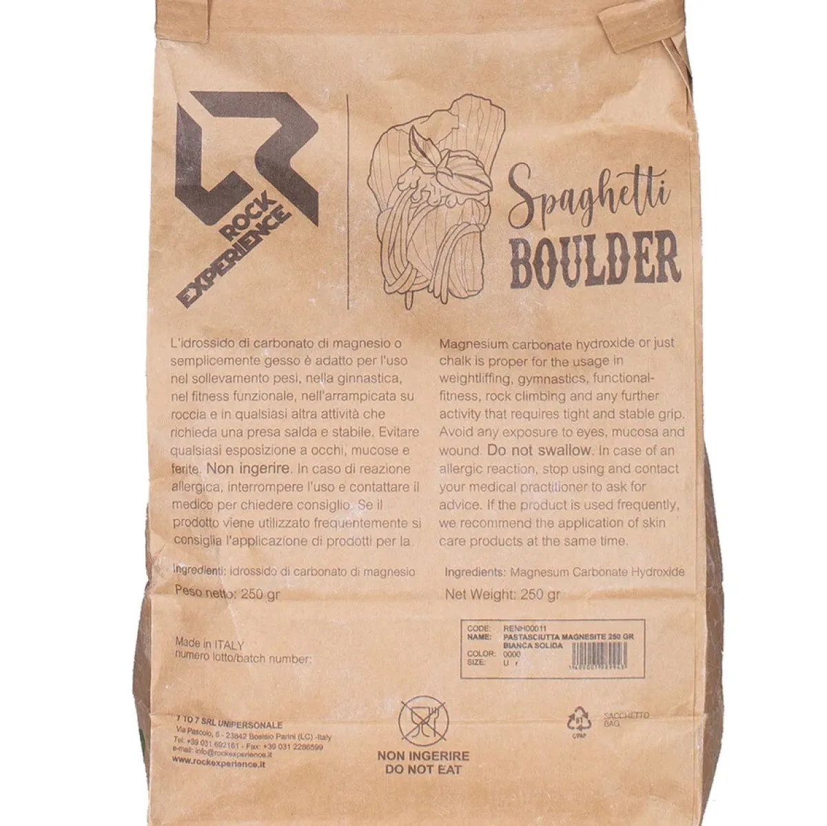Rock Experience Spaghetti Boulder Pastasciutta crushed chalk New